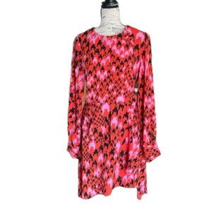 Topshop abstract houndstooth asymmetrical hem dress